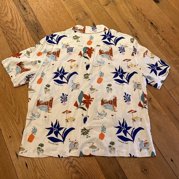 Kenneth Cole Shirt Mens White Button S/S Italy Viva La Vita Live Life LARGE 2024 - Picture 9 of 9